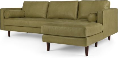 11b2f536566f9f13b12e7cf5fb3968395f06a88ffaf6377300d6302cbbad5b3c.jpg An Image of Scott 4 Seater Right Hand Facing Chaise End Corner Sofa, Chalk Olive Premium Leather