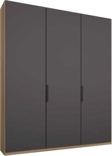 1630e31fa0743d973963038430fd3857cda3b726d85b6f7d7274381ec4ea7d16.jpg An Image of Caren 3 door 150cm Hinged Wardrobe, Oak Frame, Matt Graphite Grey Doors, Standard Interior