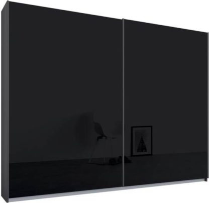 2a41fc81161f1b4b993bf930c59ea8581100215afed901a97c135ae639d39a4f.jpg An Image of Malix 2 door 225cm Sliding Wardrobe, Graphite Grey frame,Basalt Grey Glass doors, Standard Interior