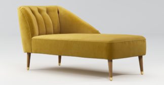 An Image of Custom MADE Margot Right Hand Facing Chaise, Antique Gold Velvet, Light Wood Brass Leg