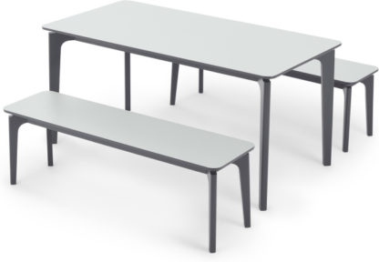 2e28532ef01d218fd0bf78e88d0dc0ec67ce6337f7a111e3b52a508b8cf97333.jpg An Image of Buren Rectangle Dining Table and 2 Benches Set, HPL and Ash