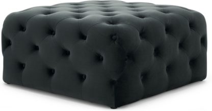 354dc789ab9026a79cef6fe3c97c44a4a5ec0384ece0fcb44344ae57a3891ee2.jpg An Image of Hampton Square Pouffe, Midnight Grey Velvet