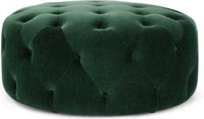 3f0540153e0a58337cf43000e10fcad11c006a084557cf3694df7aafa897f949.jpg An Image of Hampton Large Round Pouffe, Pine Green Velvet