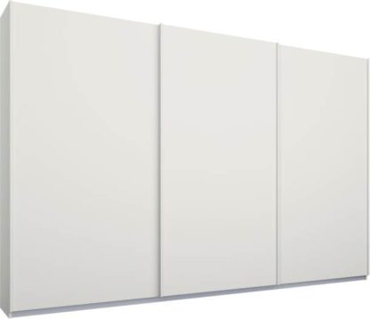 3fec5e8cd6769a1b445617fe75d161716b82381785cc190ba6dd35d9925d099d.jpg An Image of Malix 3 door 270cm Sliding Wardrobe, White frame,Matt White doors, Standard Interior