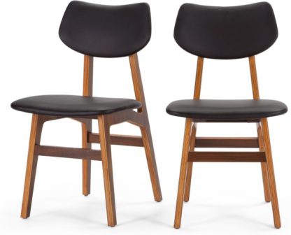 43e8cecf23970b592bc06eae5f5daf5bfb60754ab2fde17deada9d80b51f4290.jpg An Image of Set of 2 Jacob Dining Chairs, Coal Black and Walnut