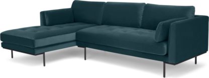 52e1bb9f2d7513fb3b71e1e1ce0aa32f0e25e4bd16bd8a2151991faa23dbee64.jpg An Image of Harlow Left Hand Facing Chaise End Corner Sofa, Steel Blue Velvet