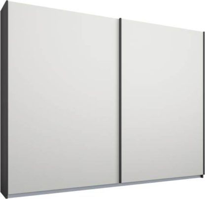 534f66deb32b1698c87889fe572235b0bae6d47e06a584c8849338a523ad6c96.jpg An Image of Malix 2 door 225cm Sliding Wardrobe, Graphite Grey frame,Matt White doors, Standard Interior