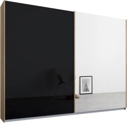 56549267f695a41c15a16d32da52b66a07b42461528ab3fa5c4b50589a33dcbc.jpg An Image of Malix 2 door 225cm Sliding Wardrobe, Oak frame,Basalt Grey Glass & Mirror doors, Standard Interior