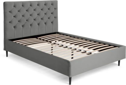 5783c0fee9ec6442bef3118255a3c8c04a68698b84756e800e5fba80c058318e.jpg An Image of Skye Double Bed, Light Grey Velvet and Black Legs