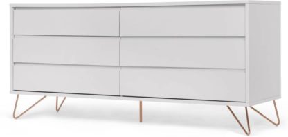 5dac26762eb3c15b7deab863b315632afda370307c9e957ff62110e0d8321083.jpg An Image of Elona wide chest of drawers, grey and copper