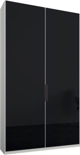 An Image of Caren 2 door 100cm Hinged Wardrobe, White Frame, Basalt Grey Glass Doors, Classic Interior