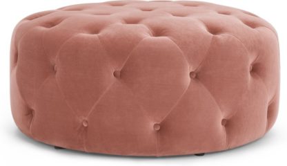 68b12b70e656a956a925c62ae2d0e4d7e513ab4d7668e67389f6a73c2331c2ae.jpg An Image of Hampton Large Round Pouffe, Blush Pink Velvet
