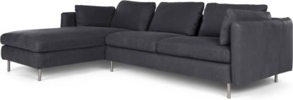 699dc2ac2c79979b83f0429e3d881651a64e4a0a302aca2d50875fce48bd1fc8.jpg An Image of Vento 3 Seater Left Hand Facing Chaise End Corner Sofa, Grey Leather