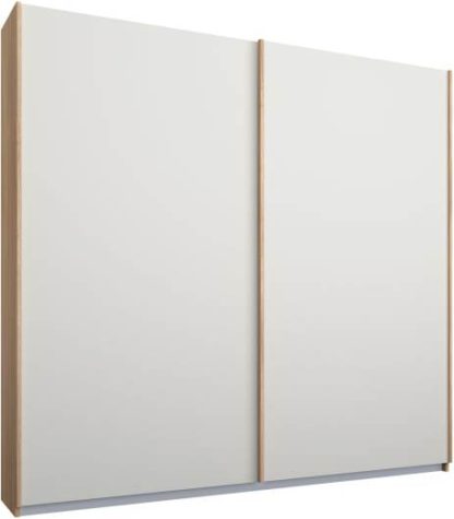 6a7223dd743623f51ba0ac95a0121623d7618fa1ec4a33a329cefc2e1a0f084f.jpg An Image of Malix 2 door 181cm Sliding Wardrobe, Oak frame,Matt White doors, Standard Interior