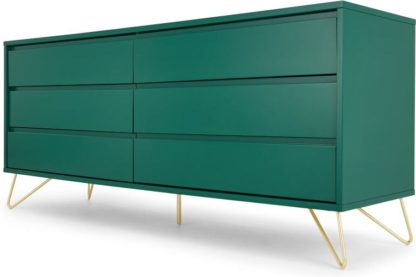 6b0ebd1a64beeace6ba0e0b62560f5cbe761398056094c0bd54e3c5c3f2791a9.jpg An Image of Elona Wide Chest Of Drawers, Racing Green