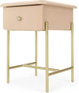 An Image of Maddie Bedside Table, Pink & Brass