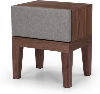 76f4abb200869e724cb8610156b963855da36835e8de4c8497a519f5515d87da.jpg An Image of Lansdowne Upholstered Bedside Table, Walnut and Heron Grey