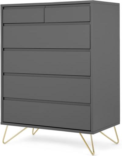 7f4c011f3646d7cd31d2372ecc5db6e08f5621b259daa470bbfe768182ea53ee.jpg An Image of Elona Tall Multi Chest of Drawers, Charcoal & Brass Legs