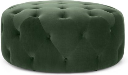 7fc9be96dc0ab6098436ed572d7198a4394f6ea33ac8aeda379a6dbdb25b8ed9.jpg An Image of Hampton Large Round Pouffe, Elm Green Velvet