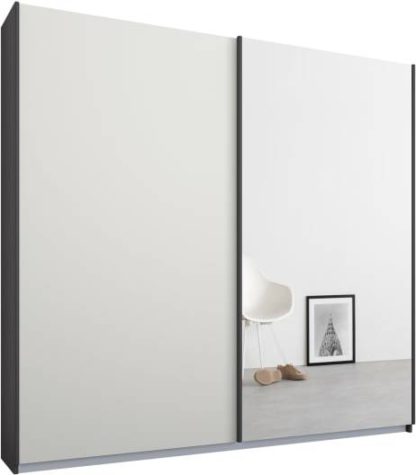 8014d3d7c51f85ef0e93a8603233f3c61496678f653985442ed3eb7ce5c4970c-2.jpg An Image of Malix 2 door 181cm Sliding Wardrobe, Graphite Grey frame,Matt White & Mirror doors , Premium Interior