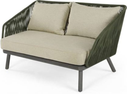 826923f77a2d4f6883762263ae583f7397e06a1cebe7b4205ba812961fb75138.jpg An Image of Alif Garden 2 Seater Sofa, Green and Grey Eucalyptus