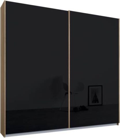 878a97204c81cffdd8d5300a50907714287bd7503a5b19dff487661c16b99d71.jpg An Image of Malix 2 door 181cm Sliding Wardrobe, Oak frame,Basalt Grey Glass doors, Standard Interior