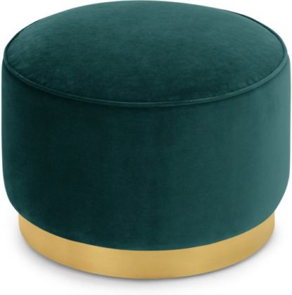 881b72b68c7fc123545dc9fdabd7ff01486b23bf4154066fa6119d16ed6e3535.jpg An Image of Hetherington Large Brass Base Pouffe, Seafoam Blue Velvet
