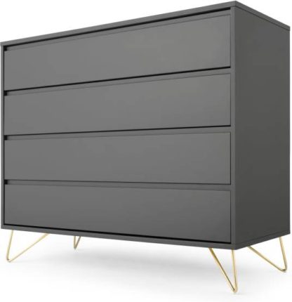 88dc356a8bb5b6677fc97e7c8e45feddd8bcc01960e64ee2e2e51cd20d8bb48f.jpg An Image of Elona Chest Of Drawers, Charcoal and Brass