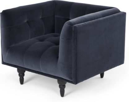 8a9cb84b33e720f211552dd1d117cad723ab8950ac9ddb0bc4c00456388fe5cf.jpg An Image of Connor Armchair, Navy Cotton Velvet