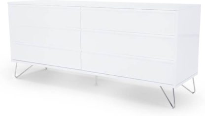 8b3b70169215ed12dbf8355398095504223362f5bcb6a199d30aa8531bf736f6.jpg An Image of Elona Wide Chest of Drawers, White Gloss