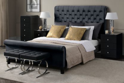 8bf6ee443047c981303fae113986264d08aa58c7c2111a3909b3332fecc77c7e.jpg An Image of AMARE Upholstered Bed - Black