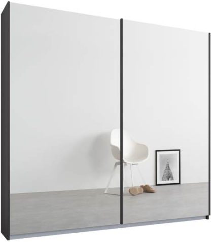 8d0a34ed2b3865fe7c39353f512fb7644f167209da9671709b663a62823c0d01-1.jpg An Image of Malix 2 door 181cm Sliding Wardrobe, Graphite Grey frame,Mirror doors , Classic Interior