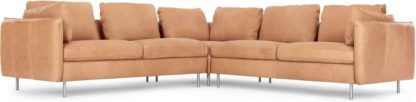 9cfecddc2e37c9c183ca528b89bf3a276453ac93d3b8165fc68a14cc1f24b835.jpg An Image of Vento 5 Seater Corner Sofa, Tan Leather