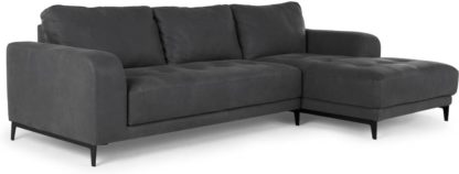 a0ad39183c410d32bad75c32fa55459ac4f72816c3952e91ee9c662f9411f11f.jpg An Image of Luciano Right Hand Facing Chaise End Corner Sofa, Grey Leather