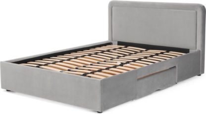 a2eab4f20511f45aea809d00c4914c170ccb84f117d684e557a03a3a12f09246.jpg An Image of Etta King Size Bed with Storage Drawers, Light Grey velvet