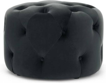 a4d79251cb9d9c5bee1aea04ca82cb46baa976673d955beb867b2d5ee490b1e3.jpg An Image of Hampton Small Round Pouffe, Velvet Midnight Grey