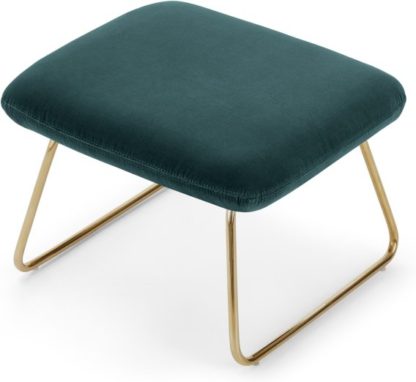 a6716ba3d9b3cce45e5d48314e3a29c41d485776a56a271e06c2ab33caaa762b.jpg An Image of Frame Footstool, Petrol Cotton Velvet with Bright Gold Frame