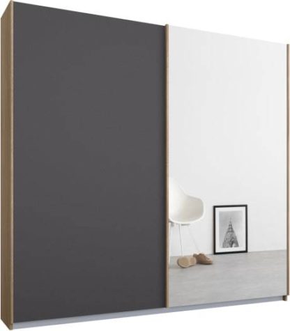 ab05f94755ee6ccb0f26dd11f35603151b80a5af6e3fc6c03f690f26c875a5e4-1.jpg An Image of Malix 2 door 181cm Sliding Wardrobe, Oak frame,Matt Graphite Grey & Mirror doors , Classic Interior