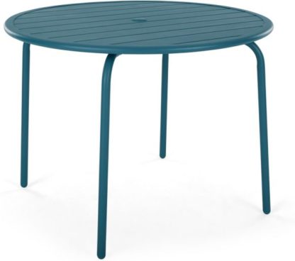 ab68568193f9ecd02619511fd16710bd36e69ed1f70deaeb325338edaad9f015.jpg An Image of MADE Essentials Tice Garden 4 Seater Dining Table, Teal