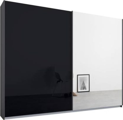 af25a957cfd9b3cd6c6bab4ef7781789d179a590e63eda72a9c2ad7ddb77f6ab.jpg An Image of Malix 2 door 225cm Sliding Wardrobe, Graphite Grey frame,Basalt Grey Glass & Mirror doors, Standard Interior