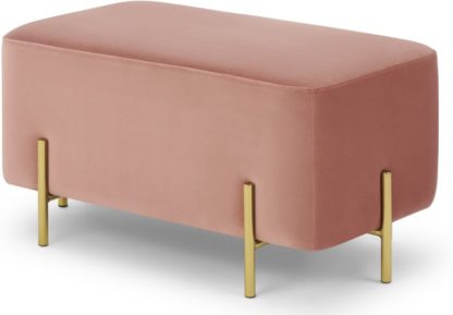 b3faf46bada131ce4c2a457a6baf4258367e10dc82a05eaeb1e73e13aa97d872.jpg An Image of Eda Rectangle Footstool, Blush Pink Velvet with Brass legs