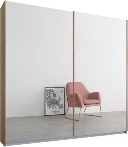 b889c0559a6cfe3acc831ee6b5b82b148fad6938ace296e4fb4a7d91dc6a8c56-1.jpg An Image of Malix 2 door 181cm Sliding Wardrobe, Oak frame,Mirror doors , Classic Interior