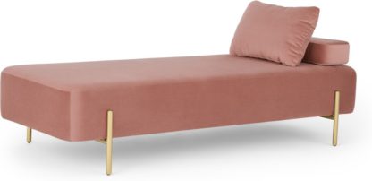 bcd3ce21b2ea46346034d13ccd546cec68d212db2b270bf0436a01c23c7926c3.jpg An Image of Asare Day Bed, Blush Pink Velvet and Brass