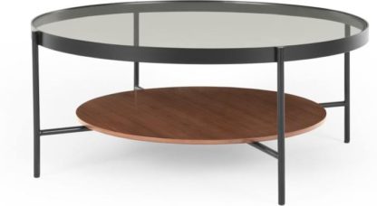 bf8e880574896b9804ca6e960756a446bd80f50d2a5bde740f7ee0dfdc004c8e.jpg An Image of Kameko Coffee Table, Walnut and Glass