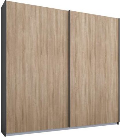 c32217bd004b39e9f6e90b62e20b896bd6816dc0f0e26963eaafa3361c09e843.jpg An Image of Malix 2 door 181cm Sliding Wardrobe, Graphite Grey frame,Oak doors, Standard Interior