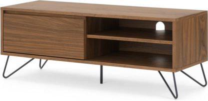 c403a0ef82a3e3e7d15189a92bcd6551b07b27faf5c0bfaad742cc0e727283c3.jpg An Image of Cerian Wide TV Stand, Walnut and Black