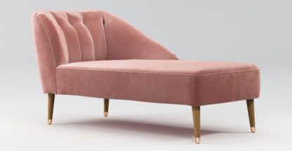 c9fb8740b821520872fc1eb0a53cc660431d0428f91498df4033c697b8086344.jpg An Image of Custom MADE Margot Right Hand Facing Chaise, Old Rose Velvet, Light Wood Copper Leg