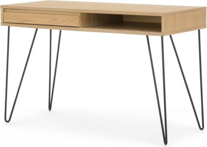 d4ddd3bf8bc91d2b77c64184f787632b6d6d447cd828b9ddff32c8c15c4077cd.jpg An Image of Cerian Desk, Oak and Black