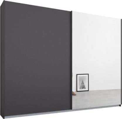 d4ec57eeda2ce311756de57c770a6e515e9dc4af7fd8b1ed9bc5aac55c57abf9.jpg An Image of Malix 2 door 225cm Sliding Wardrobe, Graphite Grey frame,Matt Graphite Grey & Mirror doors, Standard Interior