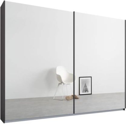 ddbb31e3b0b8ca818cd3bfbe02b5e8ff406ef98ed3159bfc2a420ae90e2defd5.jpg An Image of Malix 2 door 225cm Sliding Wardrobe, Graphite Grey frame,Mirror doors, Standard Interior
